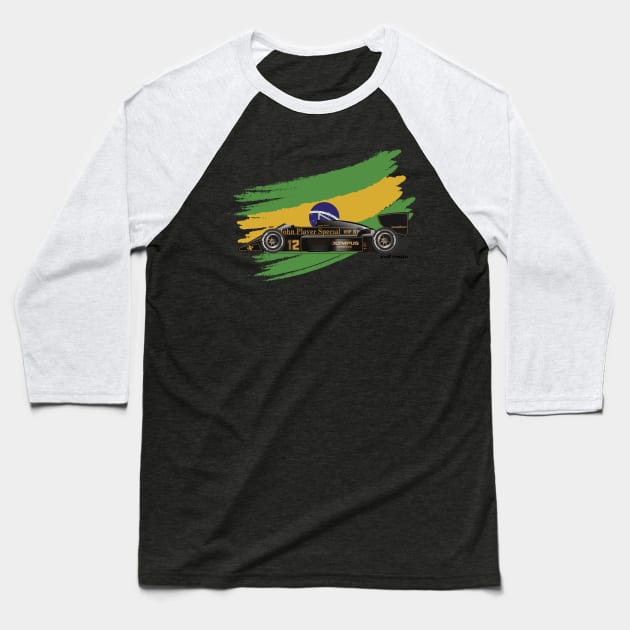 Ayrton Senna's Lotus 97T Formula 1 racecar by @axelrosito Baseball T-Shirt by Burro Wheel